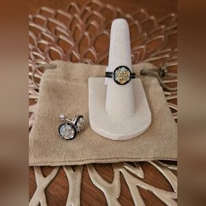 Ethiopan Opal 3.00mm With 0.25CTW  Round Blk Spindel Set In 925 Sterling Silver